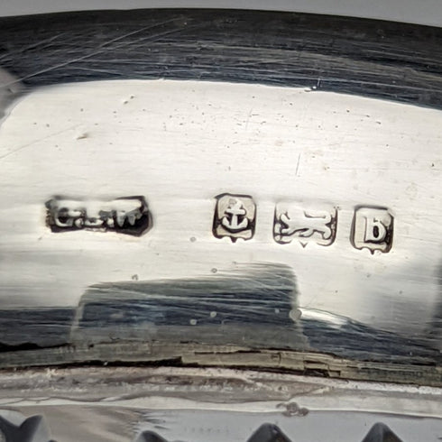 1901年 英国アンティーク 純銀装飾 カットグラス 花瓶 598g GE Walton & Co